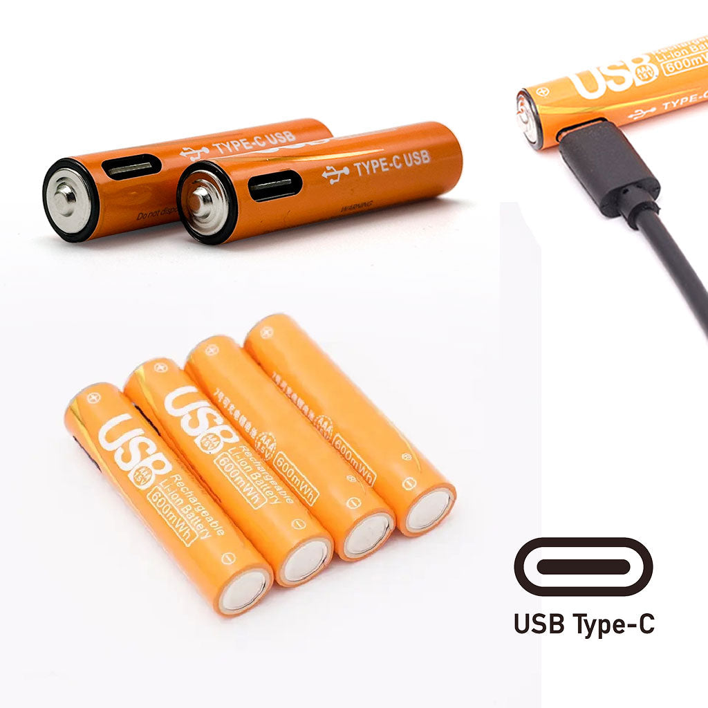 4 piles AAA rechargeables USB Type-C - بطاريات قابلة للشحن حجم صغير تنزوت