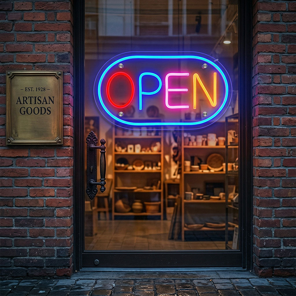 Panneau LED Neon Signe Open - لوحة مضيئة لواجهة محل تنزوت