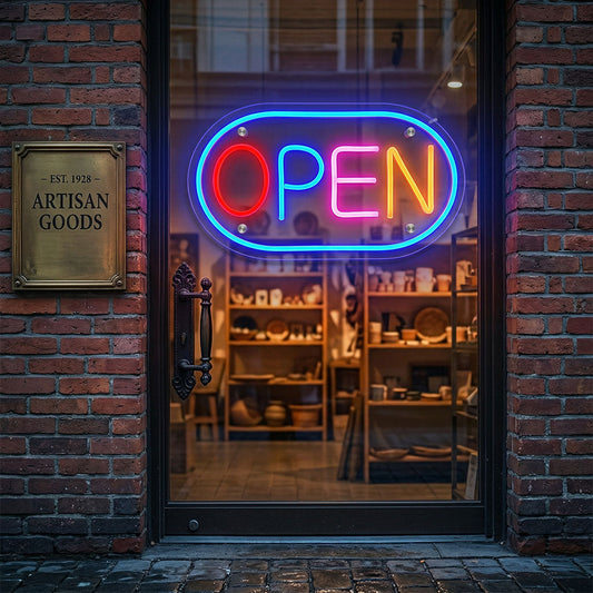 Panneau LED Neon Signe Open - لوحة مضيئة لواجهة محل تنزوت