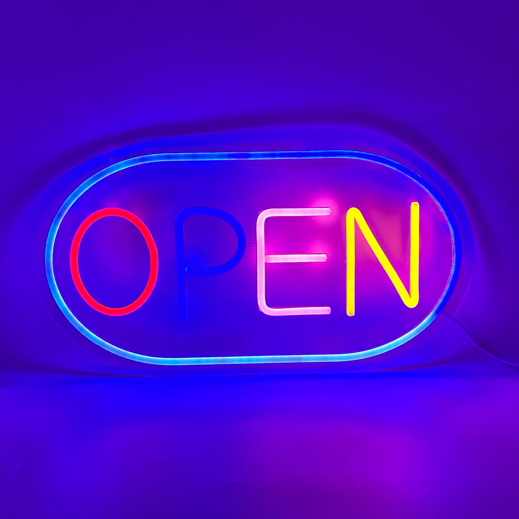 Panneau LED Neon Signe Open - لوحة مضيئة لواجهة محل