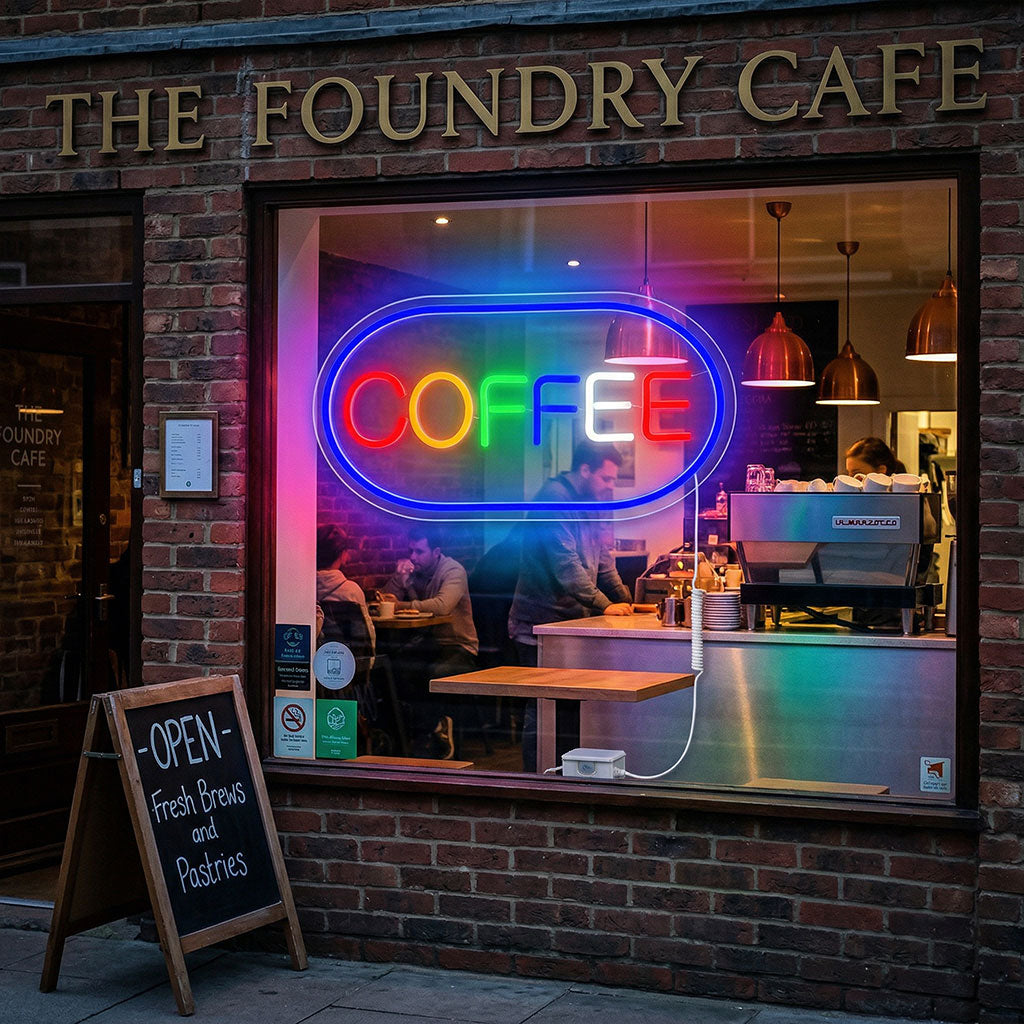 Panneau LED Neon Signe Coffee - لوحة مضيئة لواجهة محل
