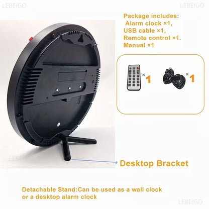 Horloge murale ronde avec télécommande et grand écran LED numérique DS-3853L - ساعة حائط دائرية تعمل بجهاز تحكم عن بعد مزودة بإضاءة رقمية