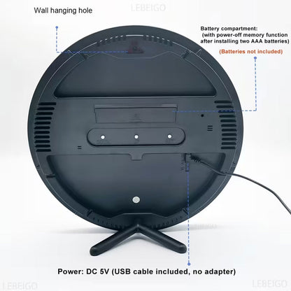 Horloge murale ronde avec télécommande et grand écran LED numérique DS-3853L - ساعة حائط دائرية تعمل بجهاز تحكم عن بعد مزودة بإضاءة رقمية