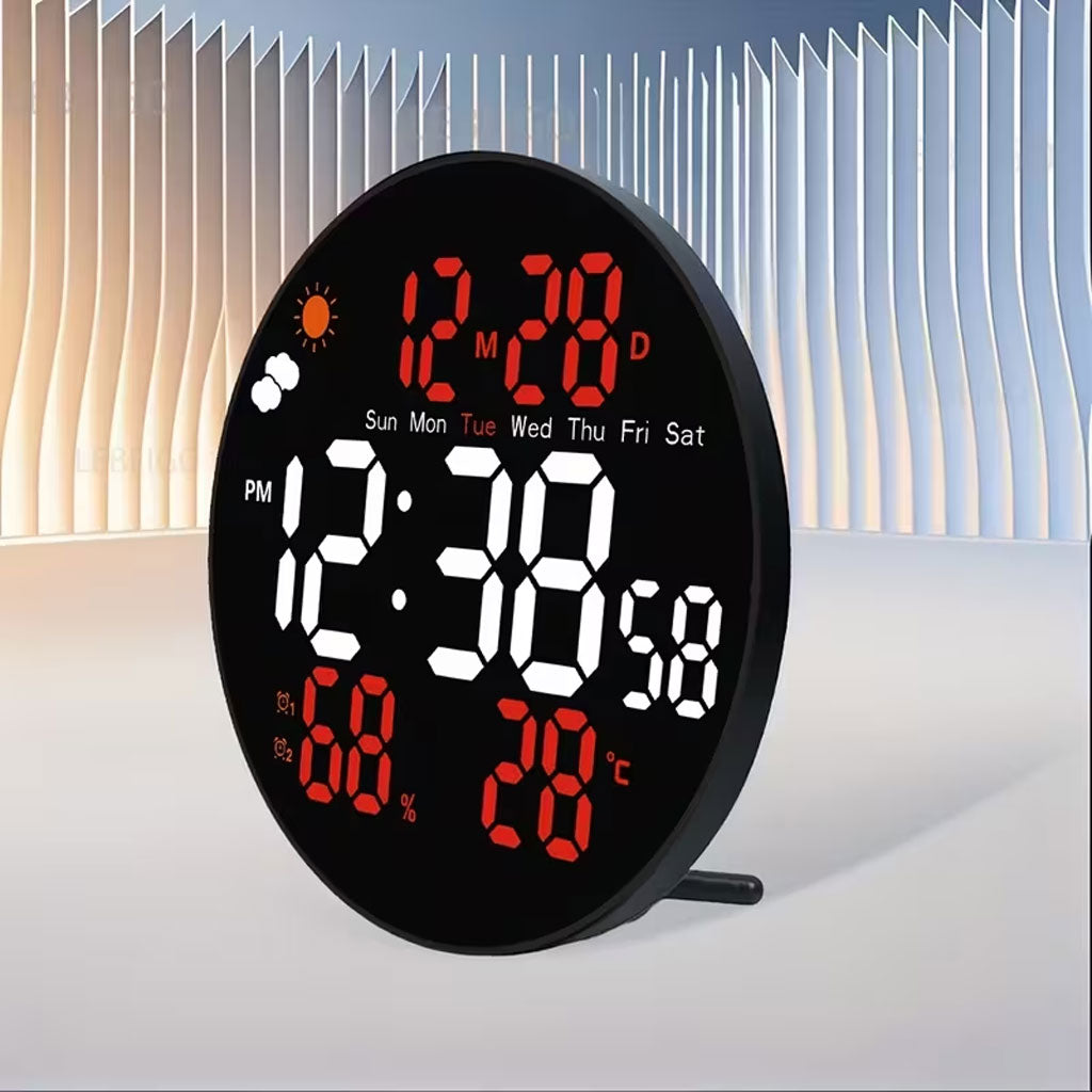 Horloge murale ronde avec télécommande et grand écran LED numérique DS-3853L - ساعة حائط دائرية تعمل بجهاز تحكم عن بعد مزودة بإضاءة رقمية