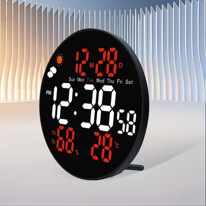 Horloge murale ronde avec télécommande et grand écran LED numérique DS-3853L - ساعة حائط دائرية تعمل بجهاز تحكم عن بعد مزودة بإضاءة رقمية