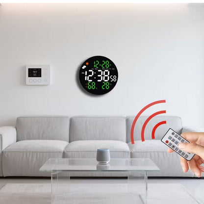 Horloge murale ronde avec télécommande et grand écran LED numérique DS-3853L - ساعة حائط دائرية تعمل بجهاز تحكم عن بعد مزودة بإضاءة رقمية