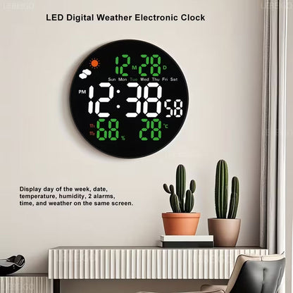 Horloge murale ronde avec télécommande et grand écran LED numérique DS-3853L - ساعة حائط دائرية تعمل بجهاز تحكم عن بعد مزودة بإضاءة رقمية