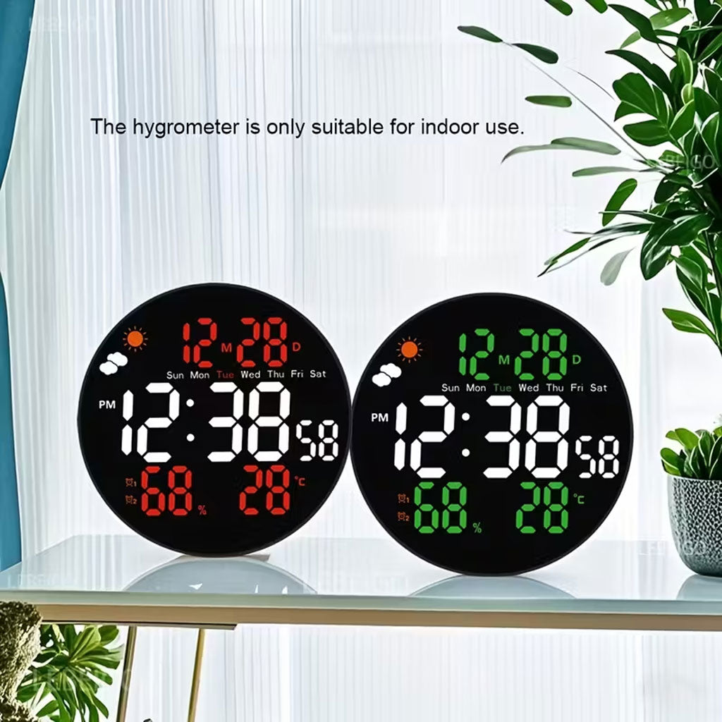 Horloge murale ronde avec télécommande et grand écran LED numérique DS-3853L - ساعة حائط دائرية تعمل بجهاز تحكم عن بعد مزودة بإضاءة رقمية