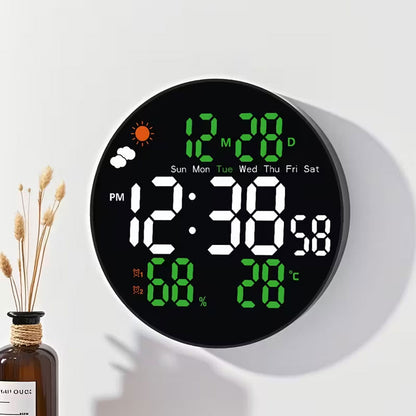 Horloge murale ronde avec télécommande et grand écran LED numérique DS-3853L - ساعة حائط دائرية تعمل بجهاز تحكم عن بعد مزودة بإضاءة رقمية تنزوت
