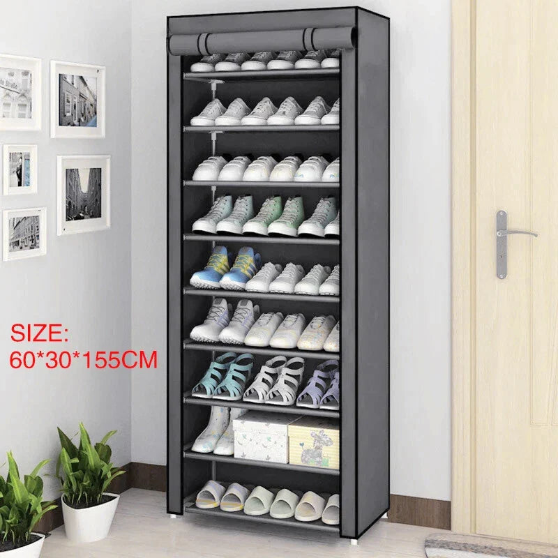 Étagère à chaussures à 9 niveaux avec couvercle anti-poussière - خزانة أحذية 9 طبقات