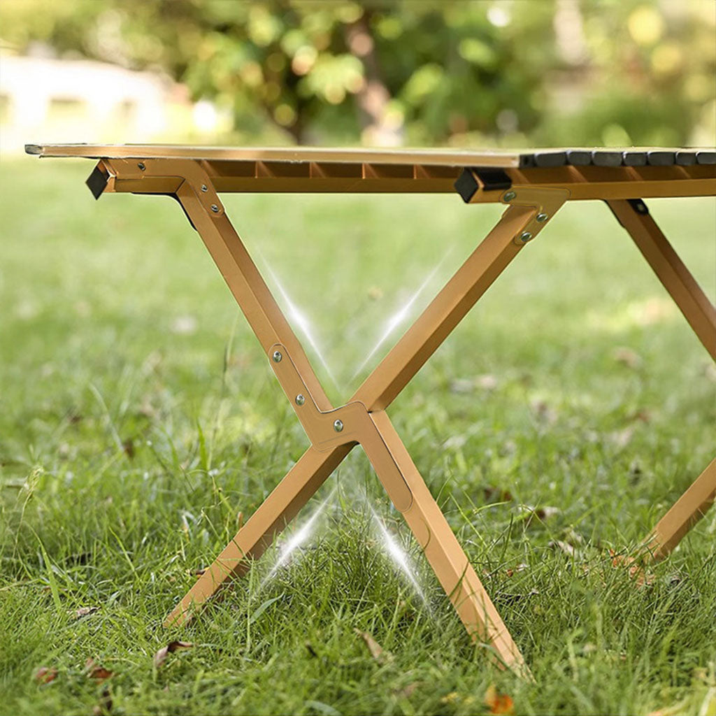 Table de Camping Pliante en Aluminium avec Design Grain de Bois - طاولة تخييم ألمنيوم قابلة للطي بتصميم خشبي