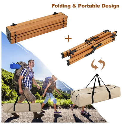 Table de Camping Pliante en Aluminium avec Design Grain de Bois - طاولة تخييم ألمنيوم قابلة للطي بتصميم خشبي