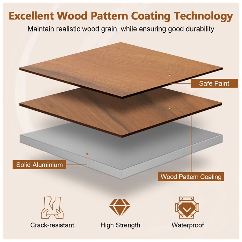 Table de Camping Pliante en Aluminium avec Design Grain de Bois - طاولة تخييم ألمنيوم قابلة للطي بتصميم خشبي