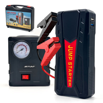 Jump Starter et Compresseur d'Air 2-en-1 pour Voitures - حقيبة جهاز تشغيل السيارة ومنفاخ هواء متكامل تنزوت