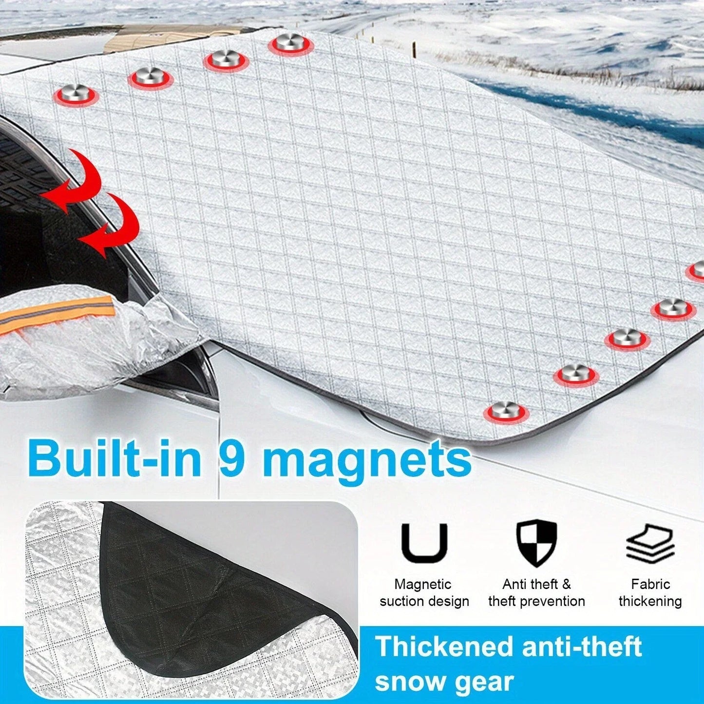 Couverture de Pare-brise Magnetique pour Voiture Toute Saison - غطاء الزجاج الأمامي للسيارة متعدد الفصول