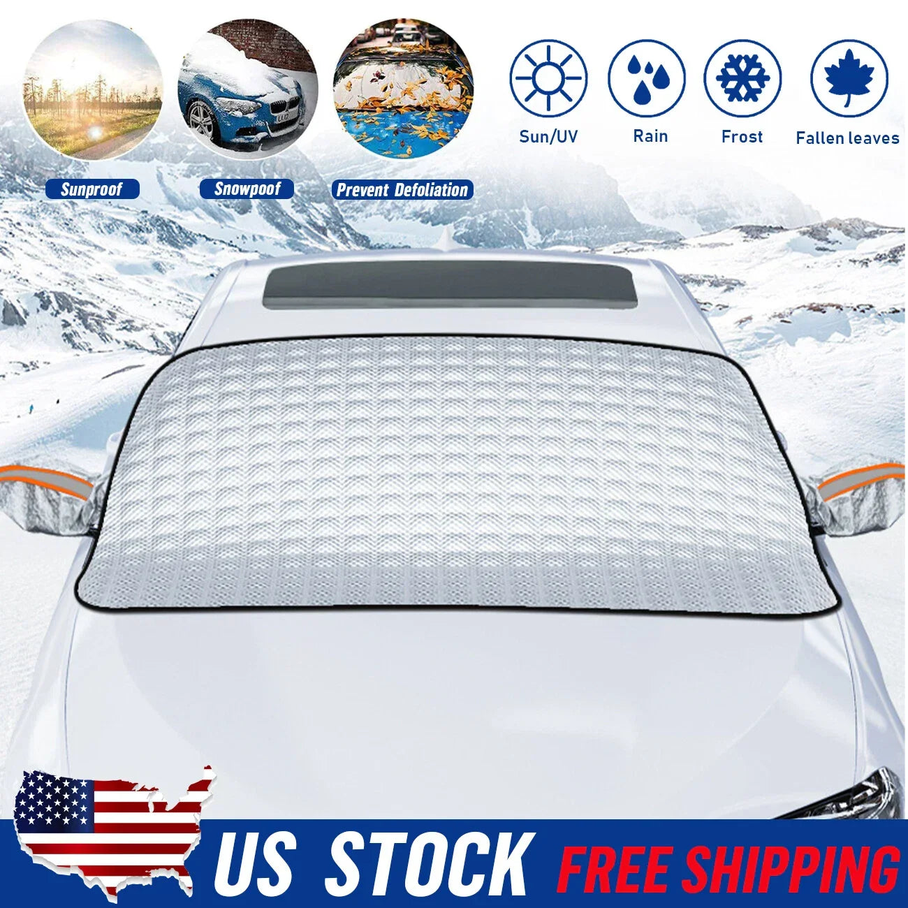 Couverture de Pare-brise Magnetique pour Voiture Toute Saison - غطاء الزجاج الأمامي للسيارة متعدد الفصول