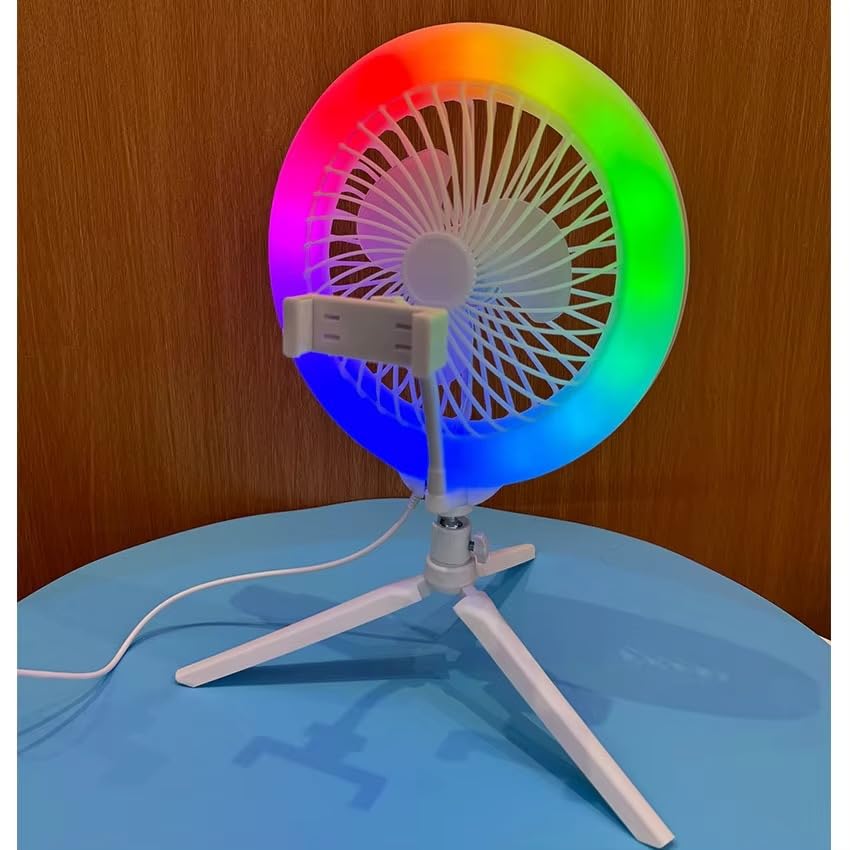 Anneau Lumineux LED RGB et Ventilateur avec Support Flexible - مصباح حلقة للتصوير الاحترافي مع مروحة