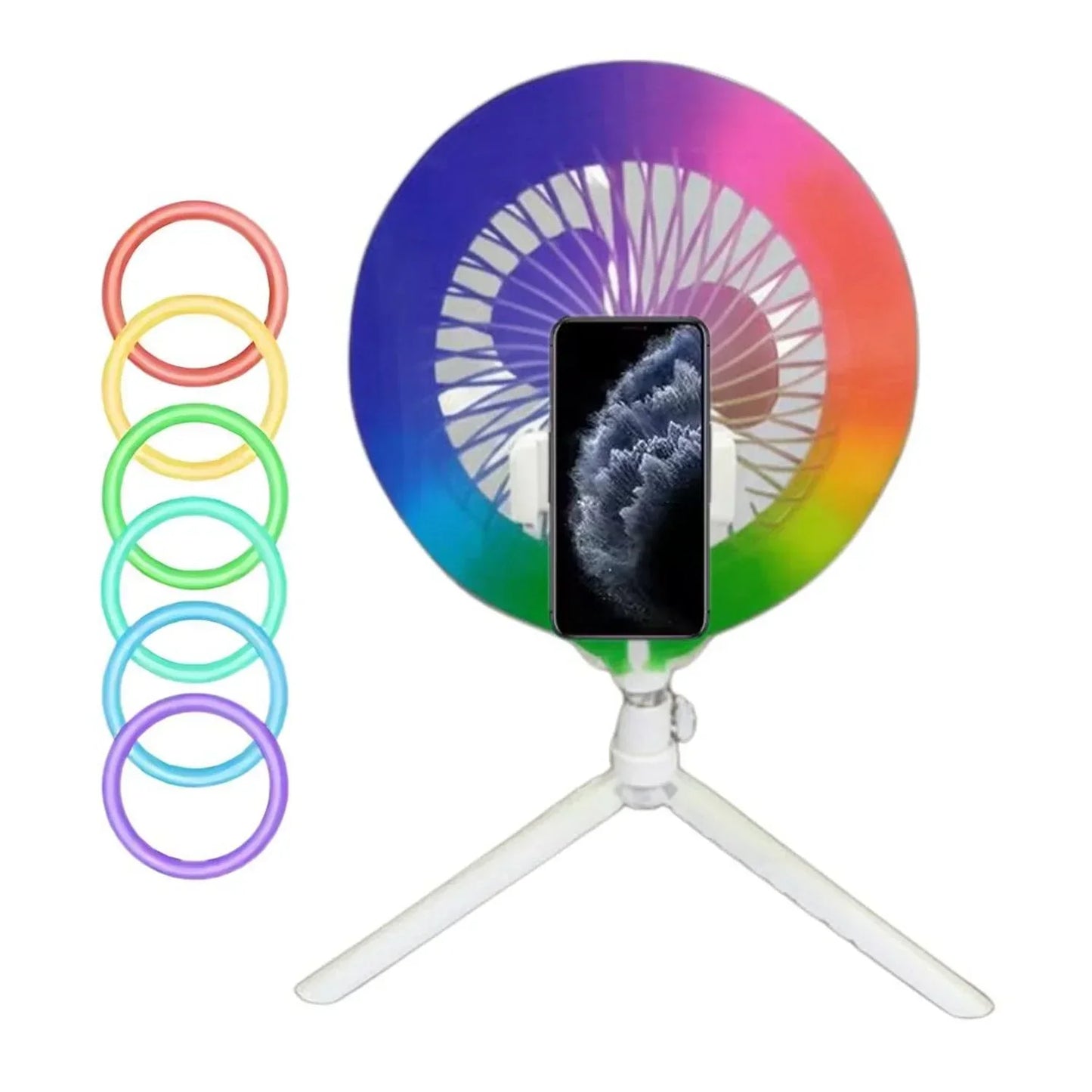 Anneau Lumineux LED RGB et Ventilateur avec Support Flexible - مصباح حلقة للتصوير الاحترافي مع مروحة