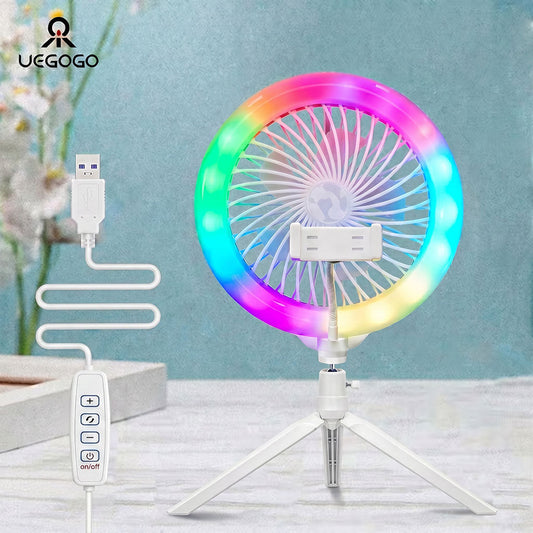 Anneau Lumineux LED RGB et Ventilateur avec Support Flexible - مصباح حلقة للتصوير الاحترافي مع مروحة تنزوت