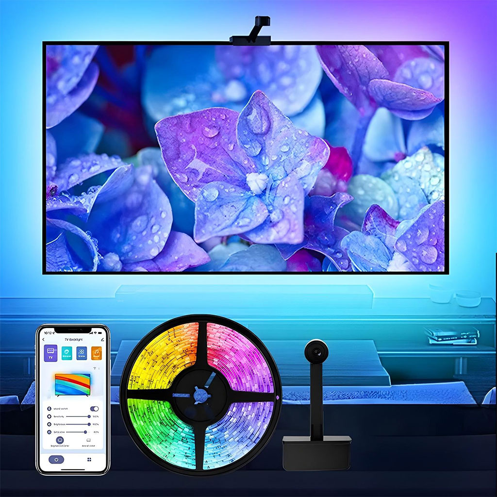 Rétroéclairage LED RGBIC dynamique avec Synchronisation intelligente des couleurs - شريط إضاءة تفاعلية تنزوت