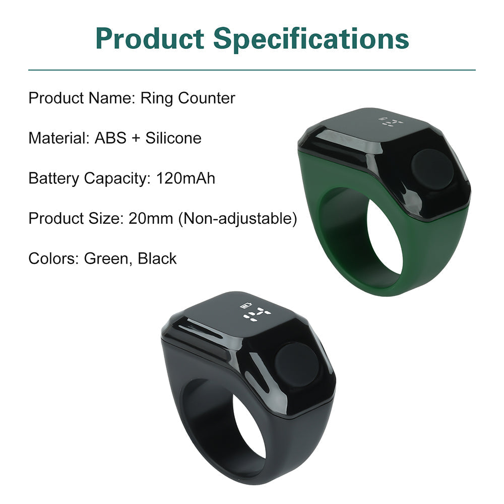 Anneau de Zikr Intelligent avec Bluetooth Ecran OLED - خاتم التسبيح الذكي يعمل مع تطبيق بلوتوث