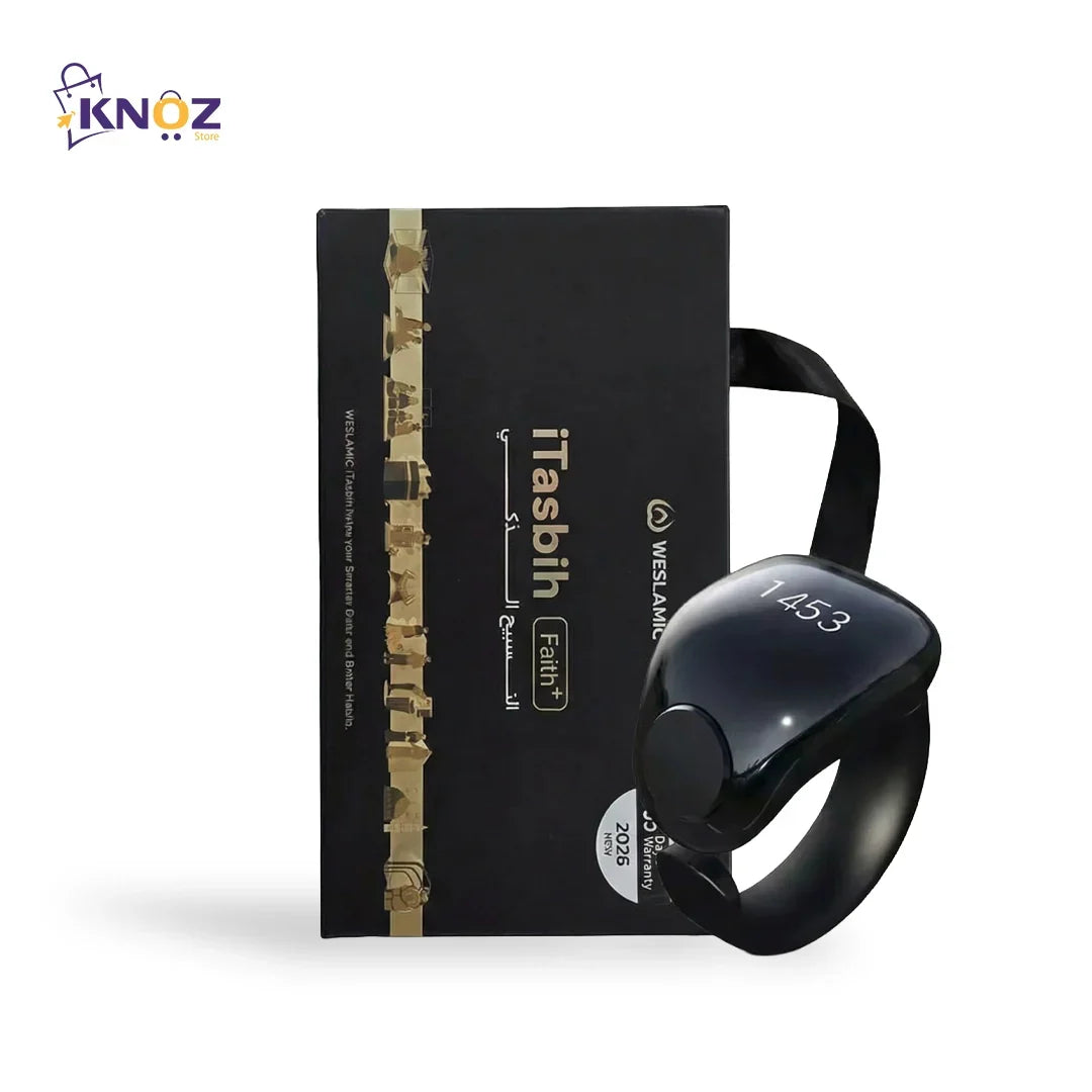 Anneau de Zikr Étanche avec Écran OLED iTasbih Faith+ Black - خاتم التسبيح الذكي المقاوم للماء بـ5 مقاسات
