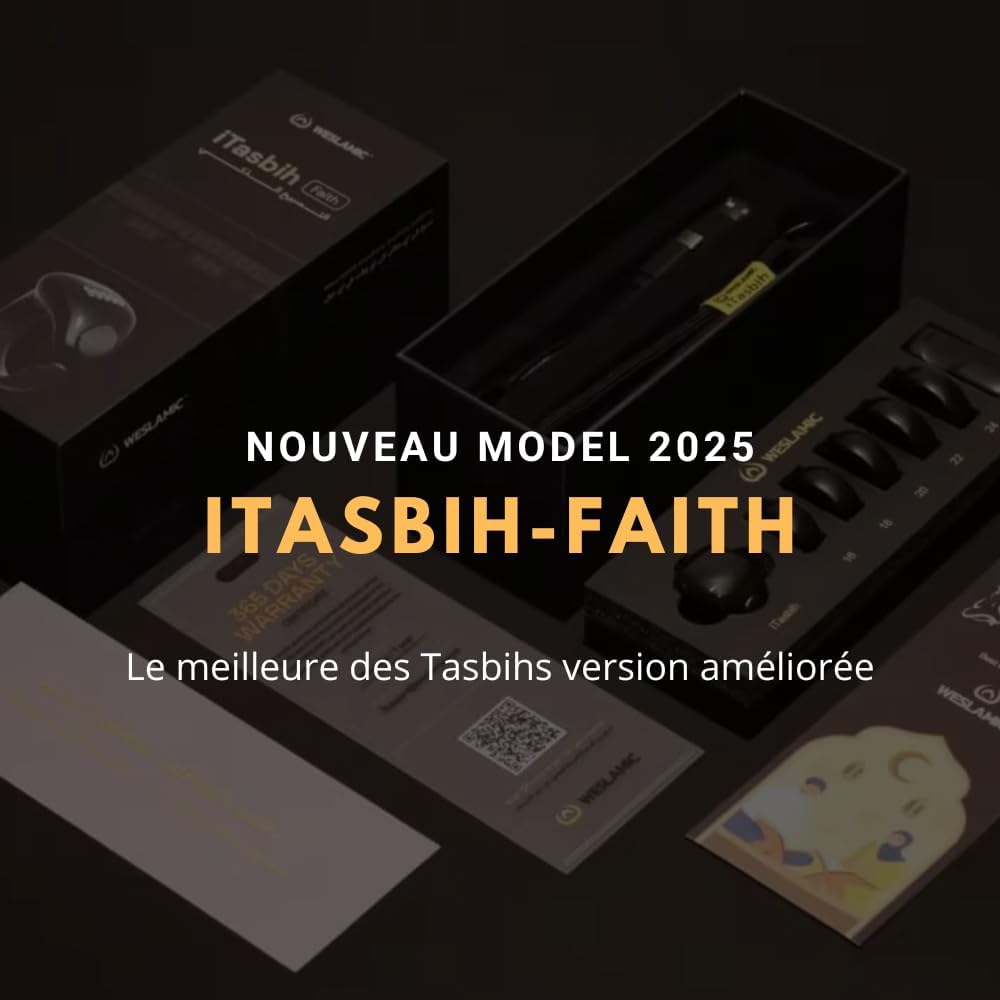 Anneau de Zikr Étanche avec Écran OLED iTasbih Faith+ Black - خاتم التسبيح الذكي المقاوم للماء بـ5 مقاسات