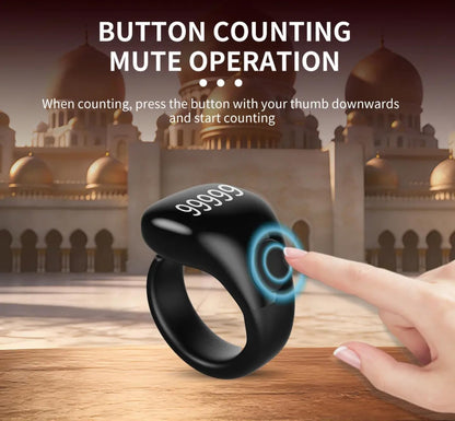 Anneau de Zikr Étanche avec Écran OLED iTasbih Salam+ - خاتم التسبيح الذكي المقاوم للماء بـ3 مقاسات