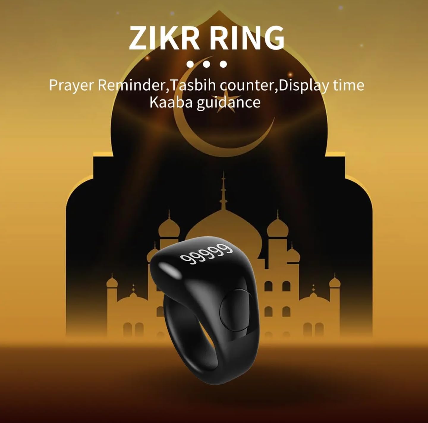 Anneau de Zikr Étanche avec Écran OLED iTasbih Salam+ - خاتم التسبيح الذكي المقاوم للماء بـ3 مقاسات