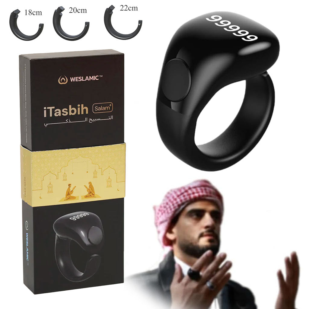 Anneau de Zikr Étanche avec Écran OLED iTasbih Salam+ - خاتم التسبيح الذكي المقاوم للماء بـ3 مقاسات تنزوت