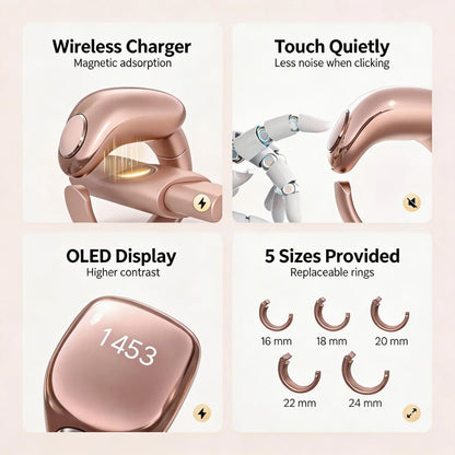 Anneau de Zikr Étanche avec Écran OLED iTasbih Faith+ Gold - خاتم التسبيح الذكي المقاوم للماء بـ5 مقاسات