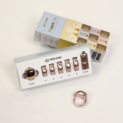 Anneau de Zikr Étanche avec Écran OLED iTasbih Faith+ Gold - خاتم التسبيح الذكي المقاوم للماء بـ5 مقاسات