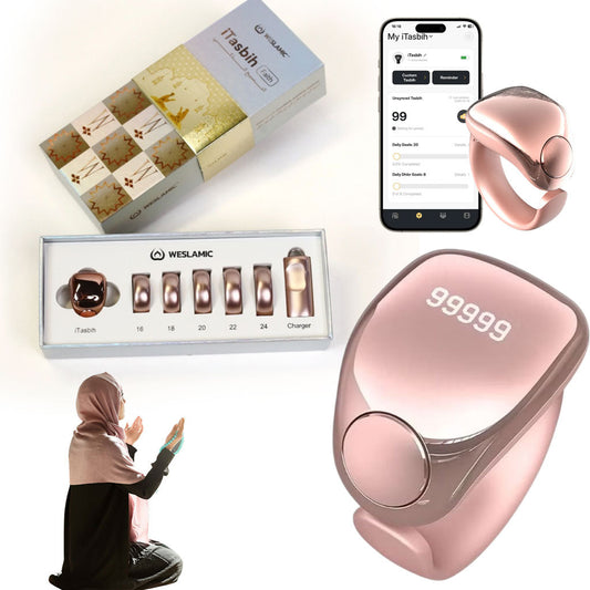 Anneau de Zikr Étanche avec Écran OLED iTasbih Faith+ Gold - خاتم التسبيح الذكي المقاوم للماء بـ5 مقاسات تنزوت