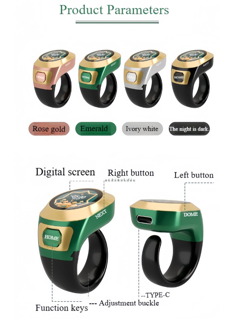 Anneau de Zikr S6 avec Écran OLED Couleur - خاتم التسبيح الذكي بشاشة ملونة