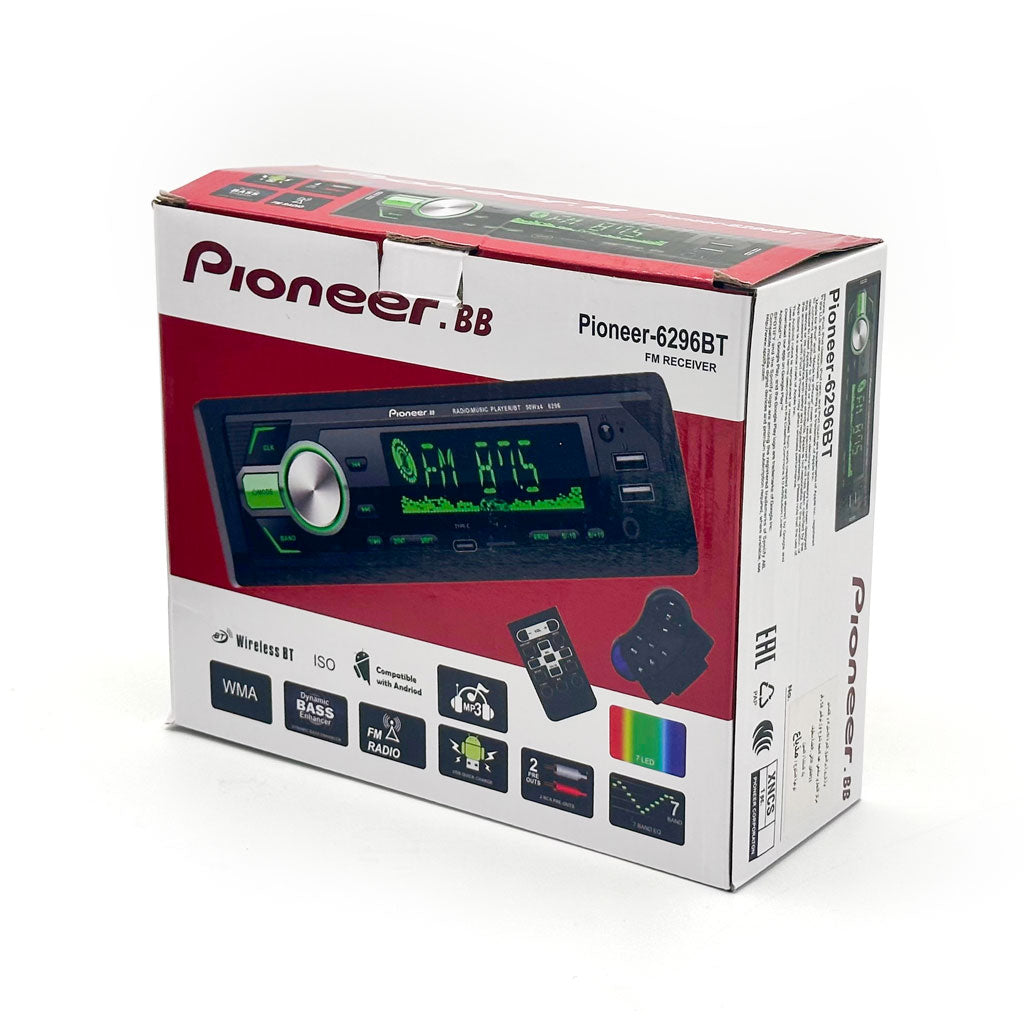 Pioneer-6296BT FM Receiver & MP3 Player pour Voitures - جهاز راديو سيارة بايونير الذكي مع بلوتوث وإضاءة