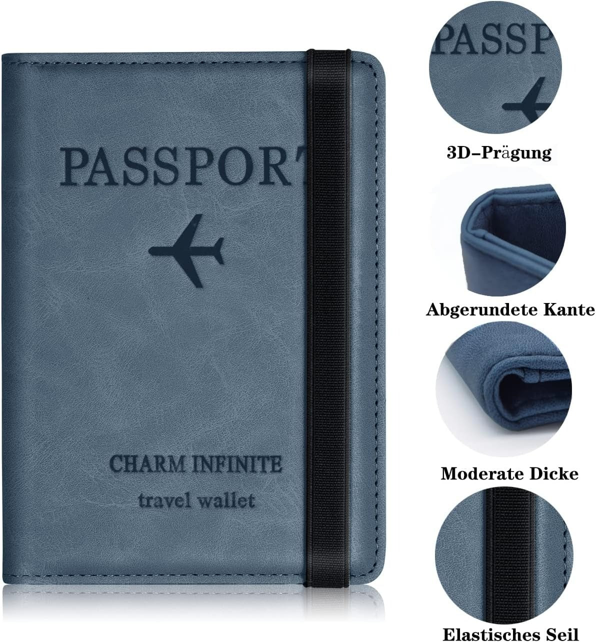Porte-passeport en cuir à bande élastique - حافظة جواز سفر جلدية مزودة بشريط مطاطي
