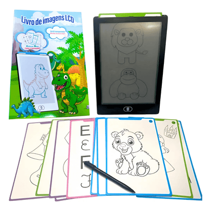 Tablette Magique Éducative LCD pour Enfants avec 20 Papiers de Dessins - اللوحة السحرية التعليمية للأطفال مع قوالب الرسم