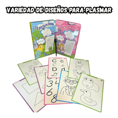 Tablette Magique Éducative LCD pour Enfants avec 20 Papiers de Dessins - اللوحة السحرية التعليمية للأطفال مع قوالب الرسم