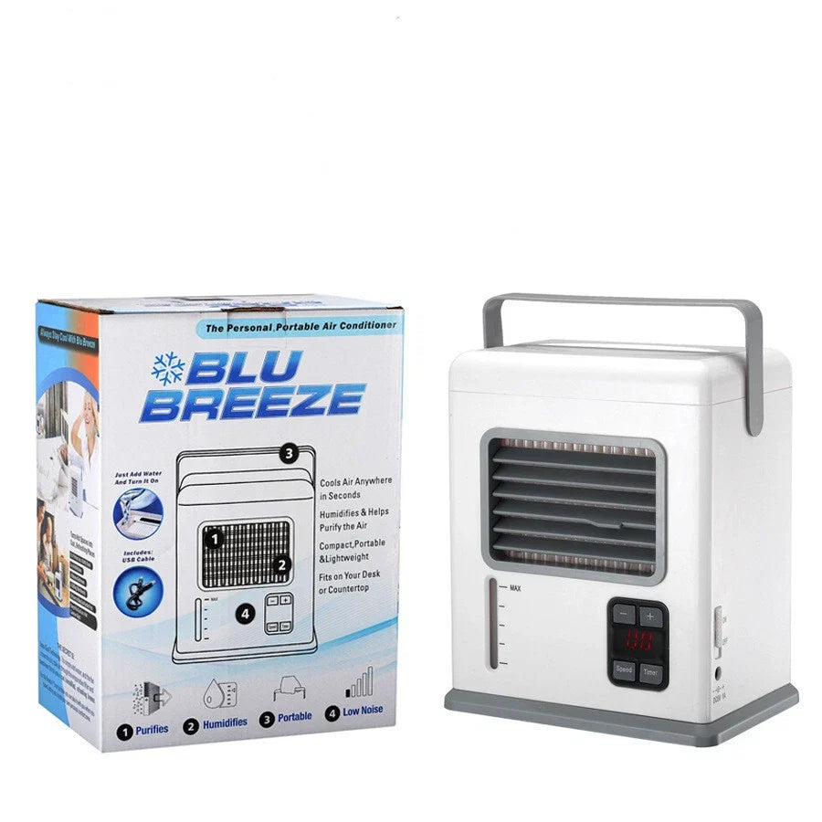 Refroidisseur d'Air Évaporatif Portable USB/AC Blu Breeze - مبرد هواء محمول مع نظام طاقة مزدوج