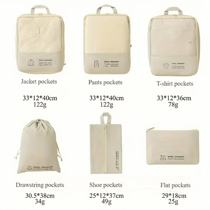 Kit de 6 Organisateurs de Voyage pour Valise - مجموعة منظمات حقائب السفر الاحترافية (6 قطع)