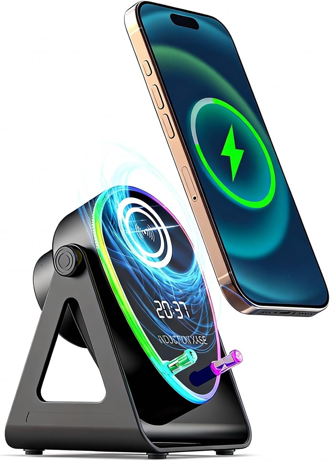 Haut-parleur Intelligent 4 en 1 à Induction et Support RGB - مكبر الصوت الذكي 4 في 1 وشاحن لاسلكي