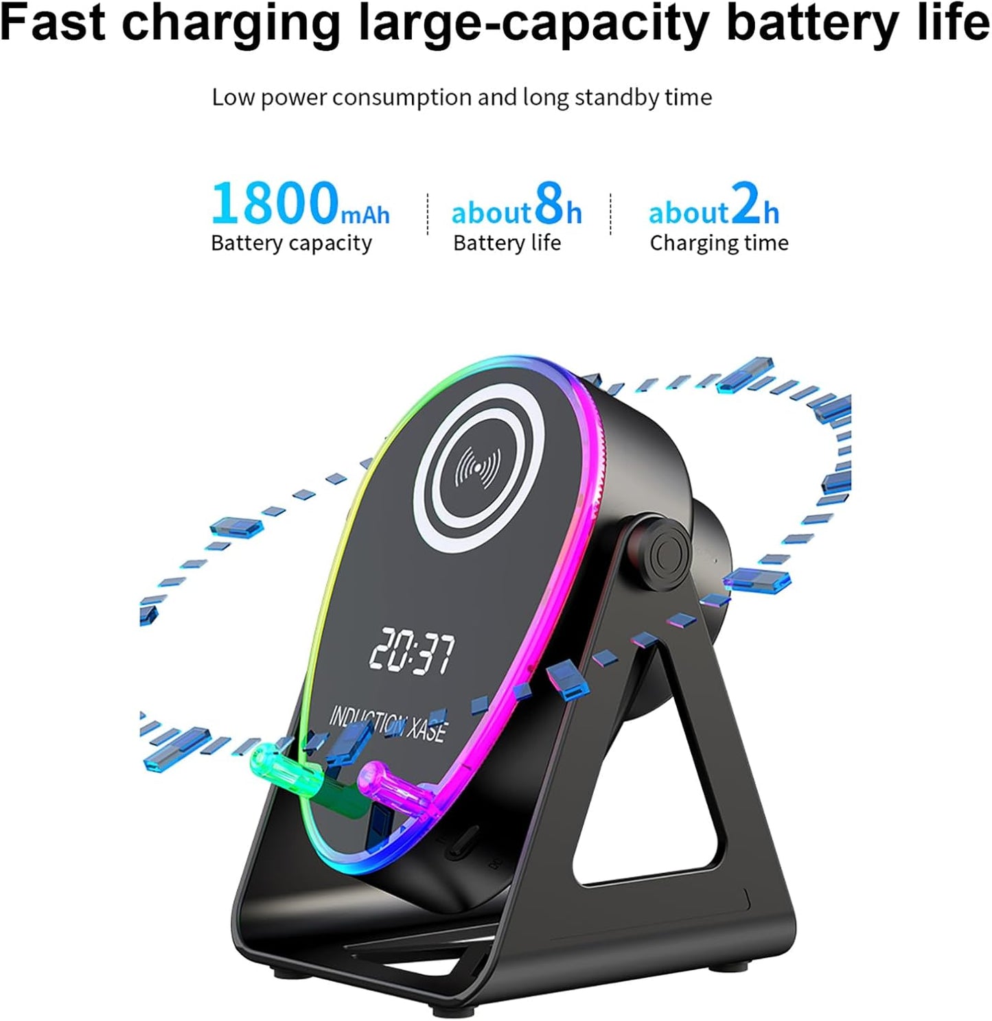 Haut-parleur Intelligent 4 en 1 à Induction et Support RGB - مكبر الصوت الذكي 4 في 1 وشاحن لاسلكي