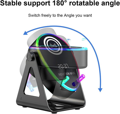 Haut-parleur Intelligent 4 en 1 à Induction et Support RGB - مكبر الصوت الذكي 4 في 1 وشاحن لاسلكي