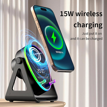 Haut-parleur Intelligent 4 en 1 à Induction et Support RGB - مكبر الصوت الذكي 4 في 1 وشاحن لاسلكي