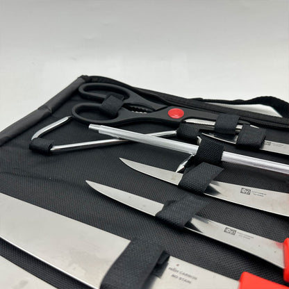 Kit de Cou-teaux de Luxe avec Manches en Bois 7Pcs - طقم سكا-كين الجزارة الفاخر بمقابض خشبية