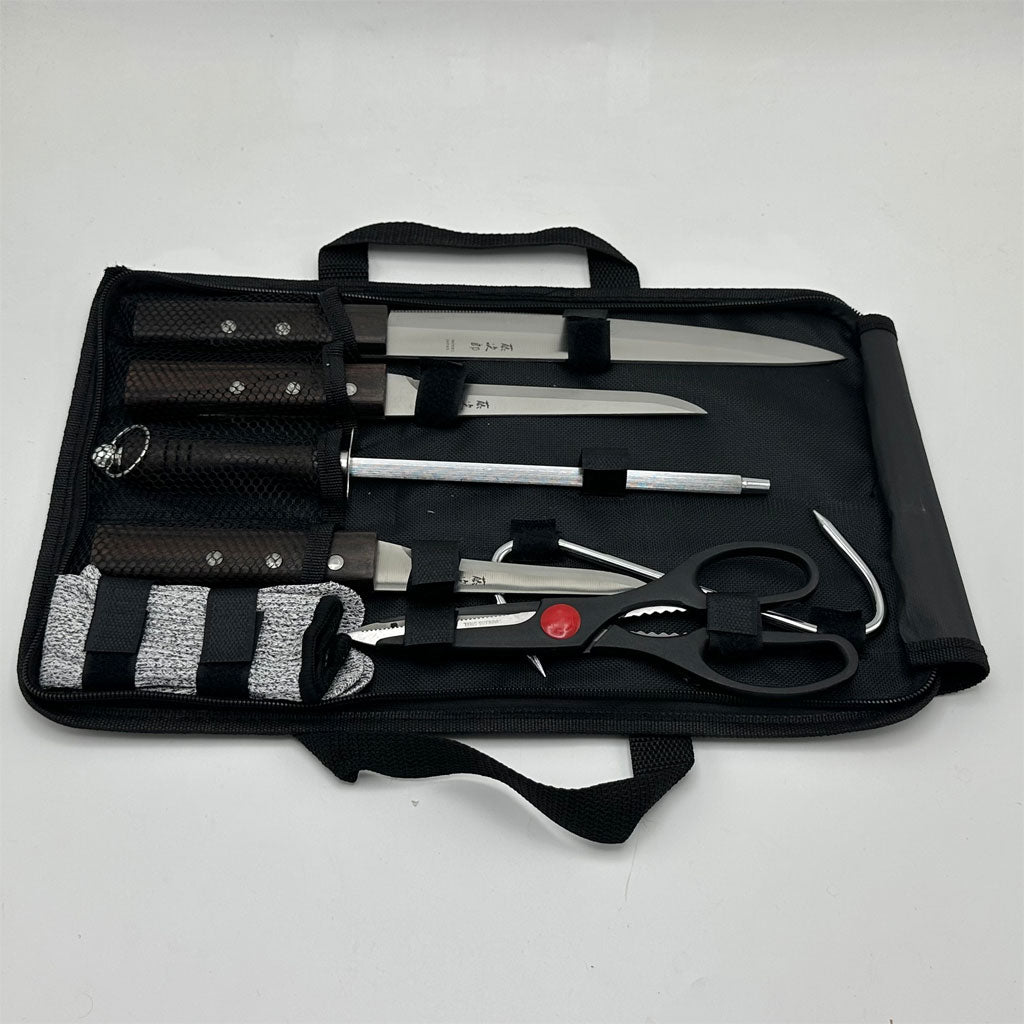 Kit de Cou-teaux de Luxe avec Manches en Bois 7Pcs - طقم سكا-كين الجزارة الفاخر بمقابض خشبية