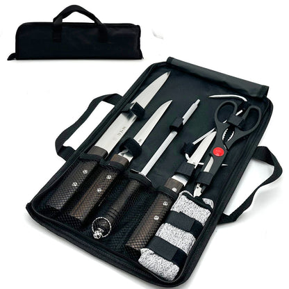 Kit de Cou-teaux de Luxe avec Manches en Bois 7Pcs - طقم سكا-كين الجزارة الفاخر بمقابض خشبية
