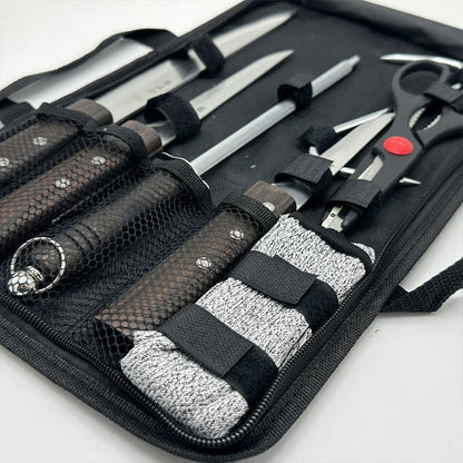 Kit de Cou-teaux de Luxe avec Manches en Bois 7Pcs - طقم سكا-كين الجزارة الفاخر بمقابض خشبية