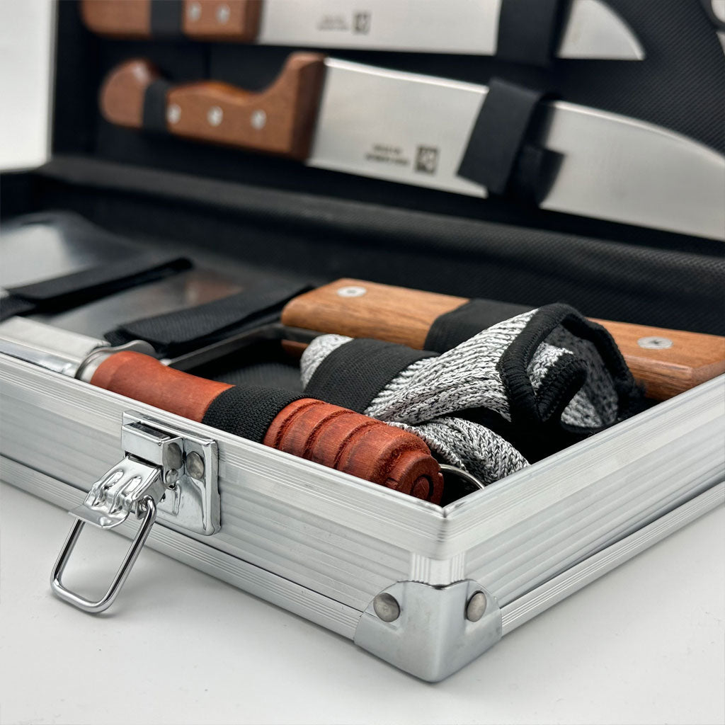 Coffret de Couteaux Professionnel avec Valise en Aluminium 9Pcs - طقم سكاكين الجزارة في حقيبة ألمنيوم صلبة
