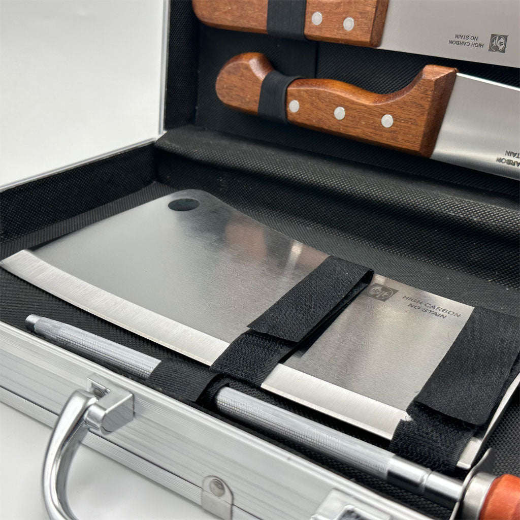 Coffret de Couteaux Professionnel avec Valise en Aluminium 9Pcs - طقم سكاكين الجزارة في حقيبة ألمنيوم صلبة